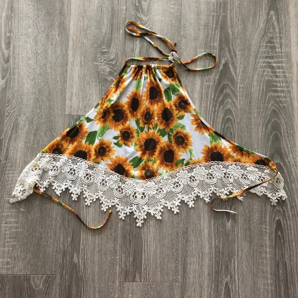 Sunflower open back halter top